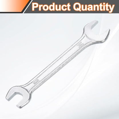 Double Open End Wrench 10mm x 14mm Metric 15 Degree Offset Angle Small Flat Head Wrench Galvanizing Open Ended Spanner for Automotive Repair Furniture Assembly