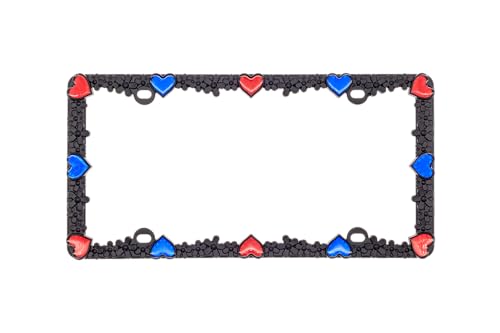 3D Daisy Heart License Plate Frame from Pure Zinc Alloy Metal Perfect Plate Holder