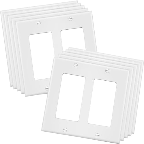 2 Gang Decorator Wall Plate Cover Double Switch Outlet Electrical Faceplate for Light Switche (10 Count)