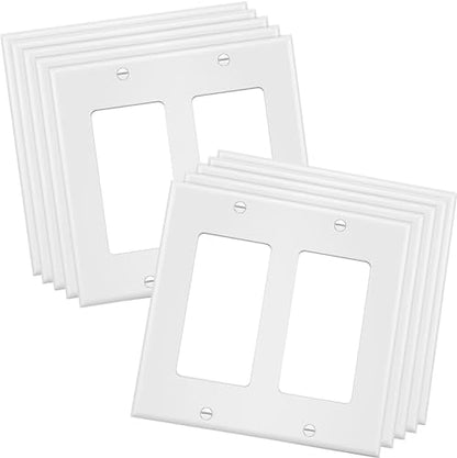 2 Gang Decorator Wall Plate Cover Double Switch Outlet Electrical Faceplate for Light Switche (10 Count)