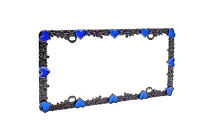 3D Daisy Heart License Plate Frame from Pure Zinc Alloy Metal Perfect Plate Holder