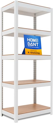 House 5 Tier 24.1" W Laminated Metal Shelving Unit Adjustable Storage Utility Rack Heavy Duty Shelves Organization Multipurpose Shelf Kitchen Garage Pantry Closet 1 Pack