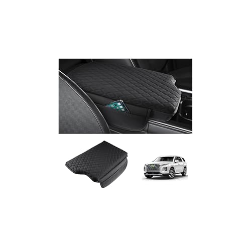 Custom Fit for Center Console Cover Hyundai Palisade 2020 2021 2022 2023 2024 2025 2026 Armrest Cover Center Console Pad PU Leather Armrest Seat Box Cover Protector with Pockets Storage Bag