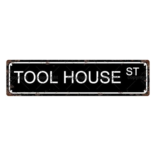 TOOL HOUSE ST SPACE Metal Tin Street Sign Bar Cafe Garage Cave Home Room Wall Bathroom Farmhouse Garden Porch Patio Decor