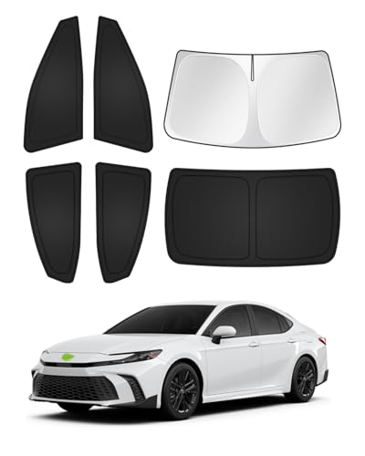 Sunshades for 2025 2026 Toyota Camry Accessories Windshield Sun Shade Side Rear Window Shade Cover Sun Visor Shield Privacy Protection Keep Vehicle Cool Black 6PCS (6 Count)