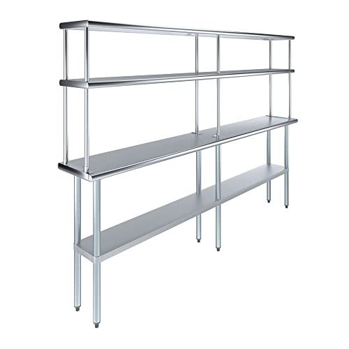Stainless Steel Work Table Double Tier Overshelf