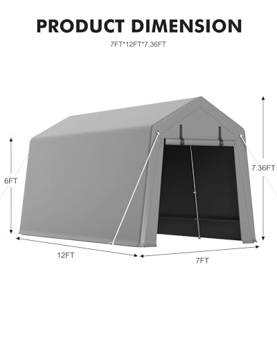 7 x 12 ft Carport Storage Shed