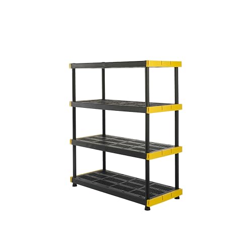 4 Tier Heavy Duty Plastic Storage Shelves for Garage Organization