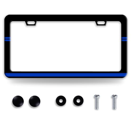 Thin Blue Line Stainless Steel License Plate Frame for US Cars Decor