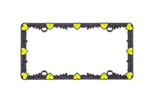 3D Daisy Heart License Plate Frame from Pure Zinc Alloy Metal Perfect Plate Holder