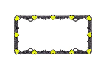 3D Daisy Heart License Plate Frame from Pure Zinc Alloy Metal Perfect Plate Holder