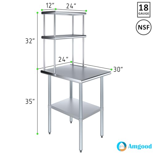 Stainless Steel Work Table Double Tier Overshelf