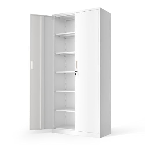 Metal Garage Storage Cabinet with 2 Doors and 5 Adjustable Shelves