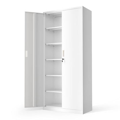 Metal Garage Storage Cabinet with 2 Doors and 5 Adjustable Shelves