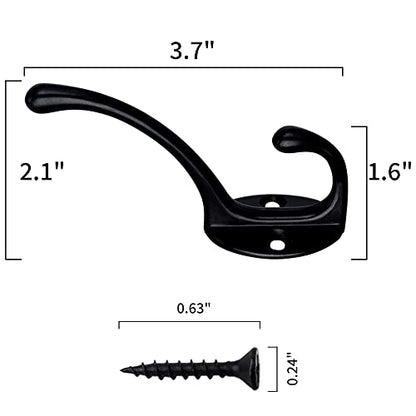 30 Pack Heavy Duty Utility Black Dual Coat Hooks for Coat (30 Count)