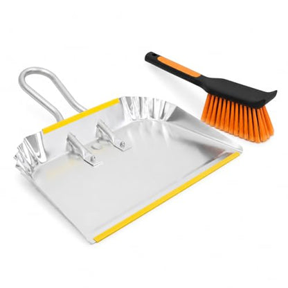 17" Heavy Duty Metal Dust Pan with Brush Set