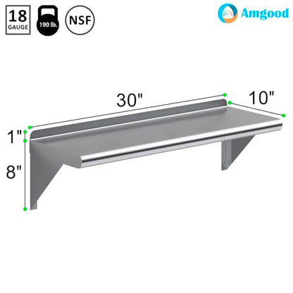 10 in. x 30 in. Stainless Steel Wall Mount Shelf