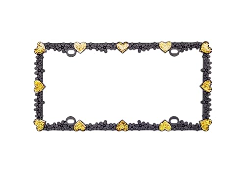 3D Shining Daisy Heart License Plate Frame from Pure Zinc Alloy Metal Perfect Plate Holder