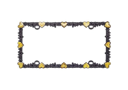 3D Shining Daisy Heart License Plate Frame from Pure Zinc Alloy Metal Perfect Plate Holder