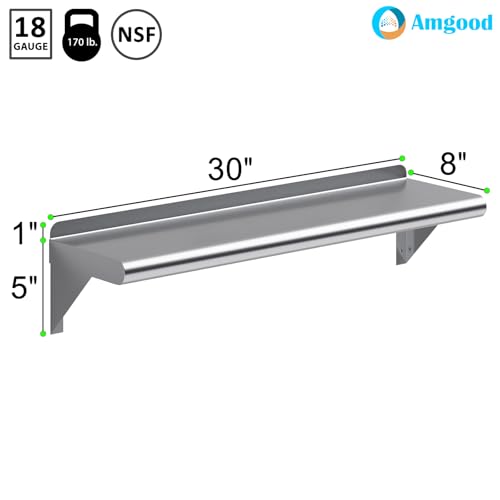 8 in. x 30 in. Stainless Steel Wall Mount Shelf