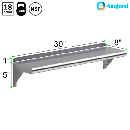 8 in. x 30 in. Stainless Steel Wall Mount Shelf