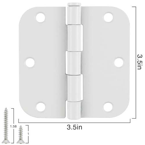 3 1 2" Matte White Door Hinges 3.5" 5 (12 Count)