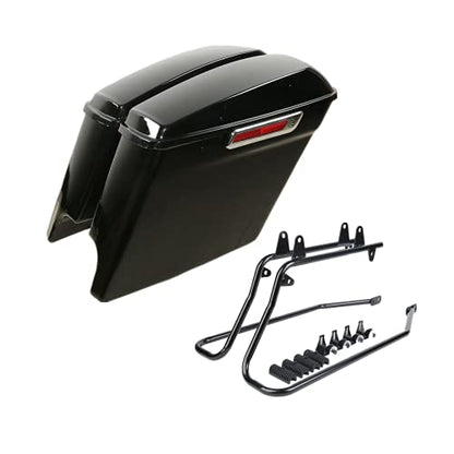 Motorcycle Stretched Saddlebags with Black Conversion Brackets Fit For Harley Softail Deluxe Heritage Softail 1984