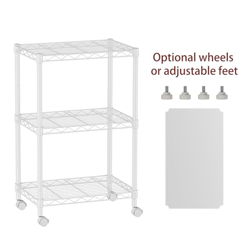 3 Small Wire Shelves Kitchen Pantry Close Home Organizers and Storage Bathroom Shelf Laundry Room Organization Adjustable Book Metal Garage Shelving Unit