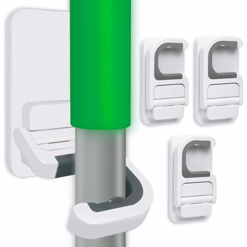 3pack Broom and Mop Holder Wall Mount No Drill Mop and Broom Gripper Mop Handle Hanger Household Cleaning Organizer (3 Count)