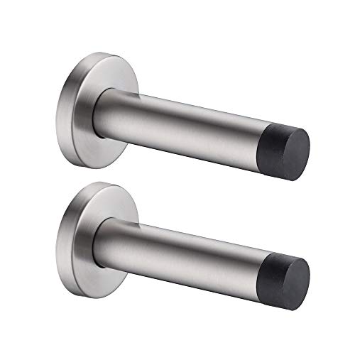 Door Stopper 304 Stainless Steel Thicken 1mm Sound Dampening Door Stop Bumper Wall Protetor 2 Pack (2 Count)