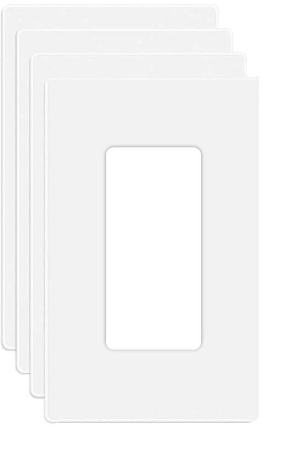 1 Gang Screwless Decora Wall Plate Cover Single Switch Outlet Electrical Faceplate for Light Switch (4 Count)