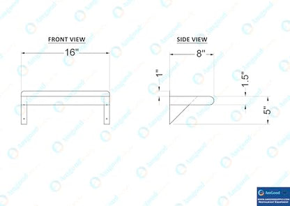 16" Long X 8" Deep Stainless Steel Wall Shelf
