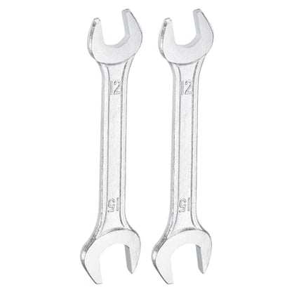 2pcs Double Open End Wrench 12mm x 15mm Metric 15 Degree Offset Angle Small Flat Head Wrench Galvanizing Open Ended Spanner for Automotive Repair Furniture Assembly (2 Count)