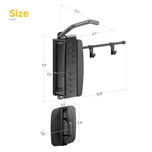 Swivel Bike Wall Mount with 2 Storage Hooks
