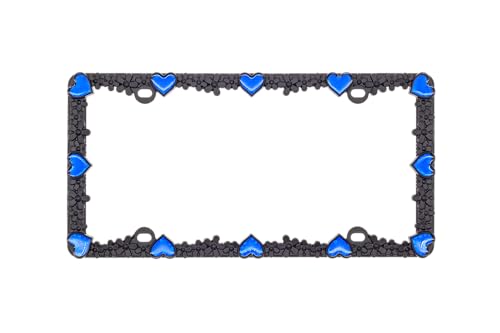 3D Daisy Heart License Plate Frame from Pure Zinc Alloy Metal Perfect Plate Holder