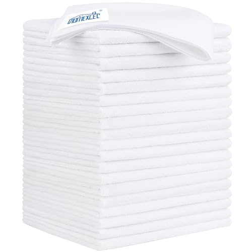 White Microfiber Cleaning Cloth 20 Pack 11.5 x 11.5 inch Microfiber Towels for Cars Ultra Absorbent Car Washing Cloth Lint Free Streak Free Cleaning Rags for Car (20 Count)