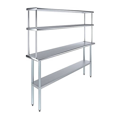 Stainless Steel Work Table Double Tier Overshelf