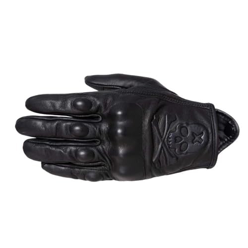Goatskin Leather Motorcycle Motorbike Powersports Racing Gloves Reflective Skull Touchscreen for Men and Women Model