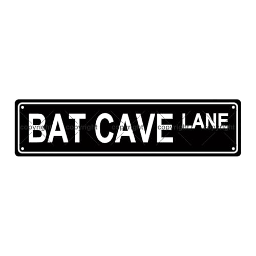 BAT CAVE LANE SPACE Metal Tin Street Sign Bar Cafe Garage Cave Home Room Wall Bathroom Farmhouse Garden Porch Patio Decor
