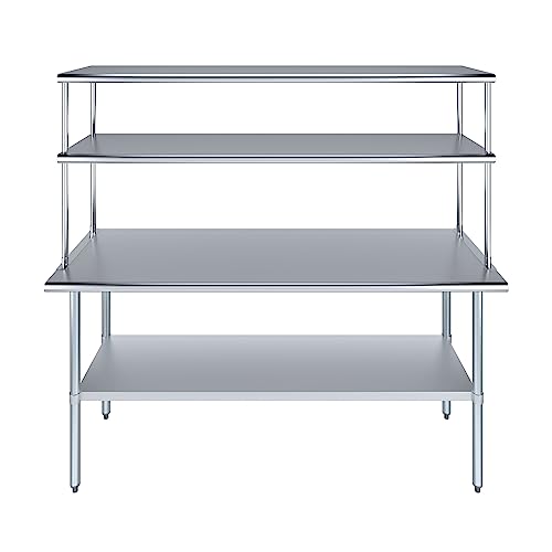 Stainless Steel Work Table Double Tier Overshelf