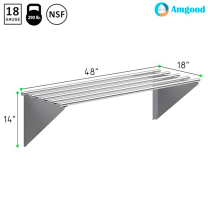 18 in. x 48 in. NSF Stainless Steel Tubular Wall Shelf
