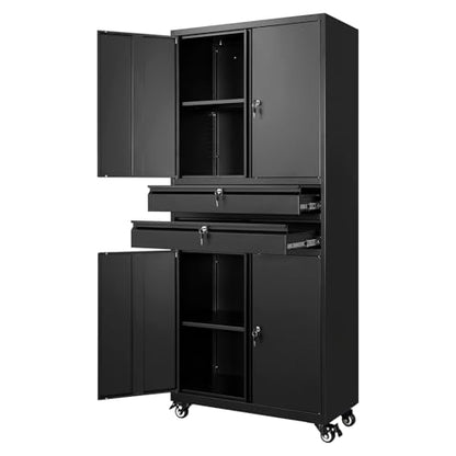 Metal Garage Storage Cabinet with Locking Doors and Adjustable Shelves