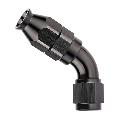 4AN 60 Degree PTFE One Piece Full Flow End Hose Fitting Aluminum Black
