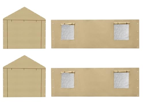 10 * 20 FT Carport Sidewall kit Panel Set of 4 with Mesh Windows and Double Head Zippers (4 Count)