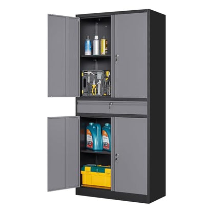 Metal Garage Storage Cabinet with Locking Doors and Adjustable Shelves