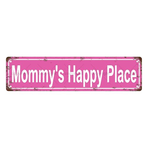 MOMMY'S HAPPY PLACE SPACE Metal Tin Street Sign Bar Cafe Garage Cave Home Room Wall Bathroom Farmhouse Garden Porch Patio Decor
