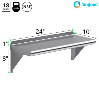 10 in. x 24 in. Stainless Steel Wall Mount Shelf