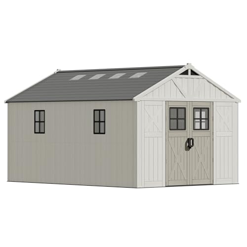 10x14 FT Resin Outdoor Storage Shed with Floor