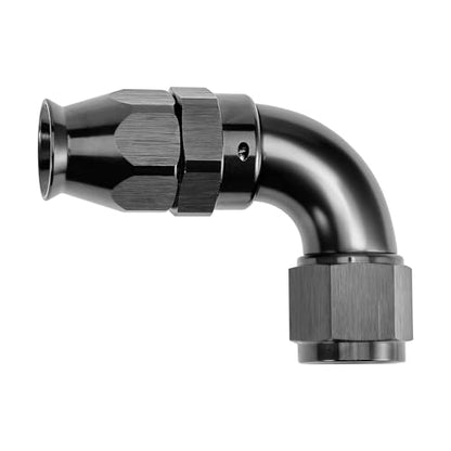 12AN 90 Degree PTFE One Piece Full Flow End Hose Fitting Aluminum Black