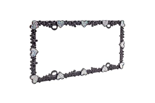 3D Shining Daisy Heart License Plate Frame from Pure Zinc Alloy Metal Perfect Plate Holder